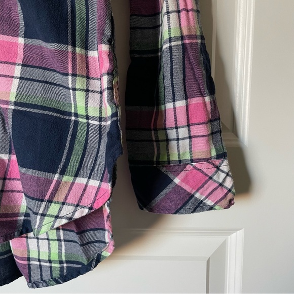 abercrombie and fitch plaid button blouse with beading size medium large - Picture 2 of 4